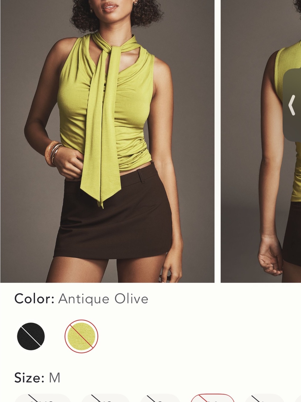 Anthropologie Olive Green Draped Sleeveless Top